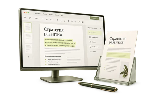 Текст и правки в одном месте